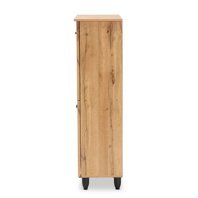 Winda Oak Brown 4-Door Wood Shoe Storage Cabinet