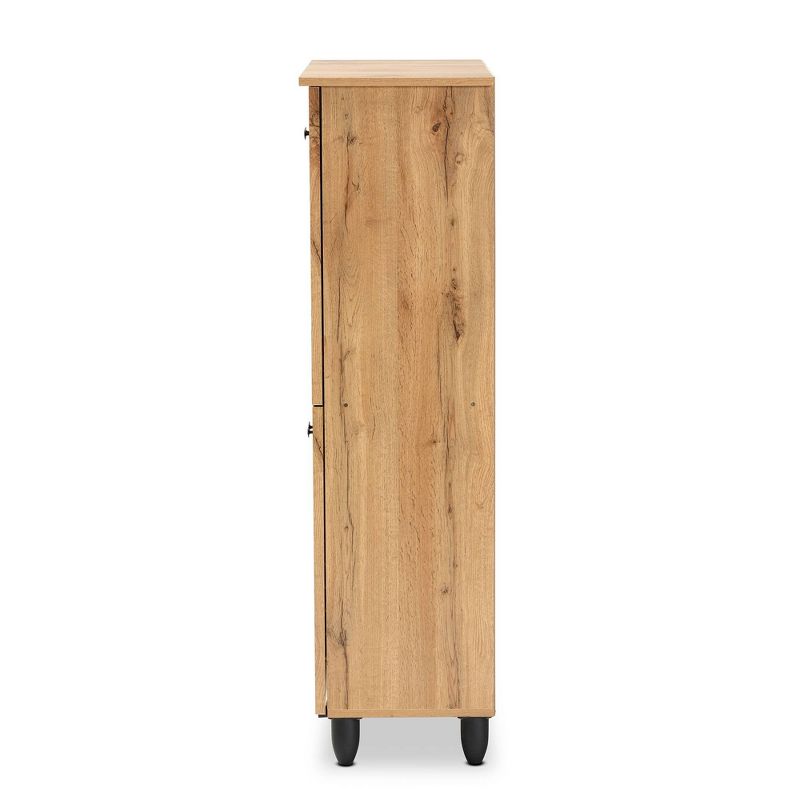 Winda Wood 4 Door Shoe Storage Cabinet Oak Brown/Black - Baxton Studio, 5 of 10