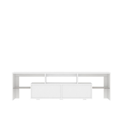 INFURNIC TV Stands and Consoles High Gloss Modern Media Console with Advanced Lighting System and Storage Cabinets, White, 66.92"*17.32"*6.88"