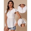 INSPIRE CHIC Women's Summer Boho Peplum Crochet Eyelet Cap Sleeves Tie Neck Blouse - 2 of 4