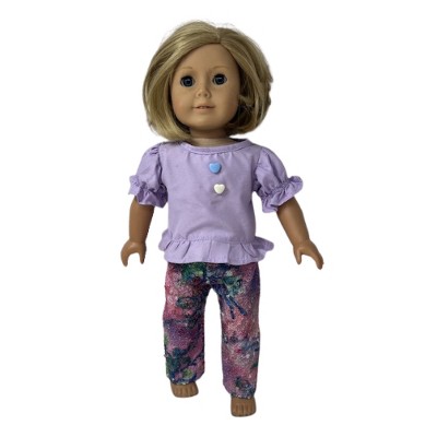Colorful Stretch Pants & Lavender Blouse Outfit for 18 Inch Girl Dolls