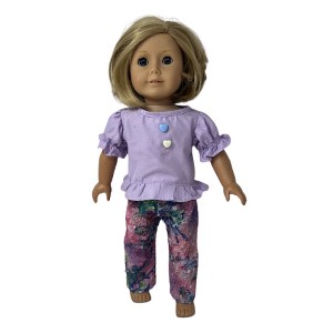 Colorful Stretch Pants & Lavender Blouse Outfit for 18 Inch Girl Dolls - 1 of 4