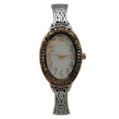 Olivia Pratt Oval Face Elegant Textured Bangle Women Watch