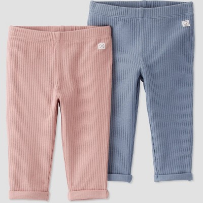 Image of Little Planet by Carter’s Organic Baby Girls' 2pk Ribbed Pants - 3M