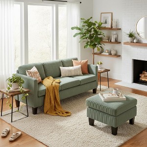 Homy Casa L-Shaped Sectional Sofa with Corduroy Upholstery and Reversible Ottoman, Soft Modern Living Room Couch - 1 of 4
