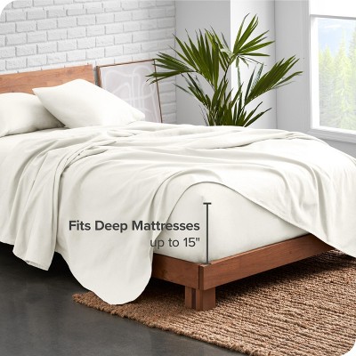 Cream Organic Cotton Flannel Twin Sheet Set with Deep Pockets