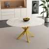 KWPZQEB 42¡å-59¡å Extendable Round Dining Table, Mid Century Modern Wooden Round Table with Carbon Steel X-Shaped Base for Restaurant, Dining Room - 2 of 4