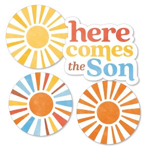 Big Dot of Happiness Here Comes The Son DIY Paper Small Sun-Shaped Cut-Outs, Boy Boho Baby Shower Decorations - 24 Count - 1 of 4