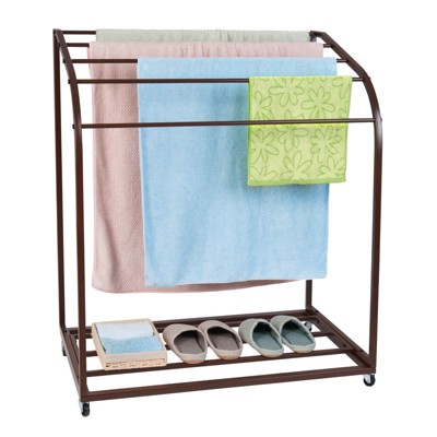 Towel Holder Stand- 5 Bar - Bronze - For Pool, Patio, Hot store Tub, Yard, Bathroom