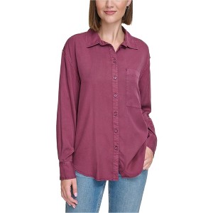 Calvin Klein Womens Solid Boyfriend Button Up Shirt - 1 of 1