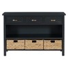Kumasinova 47" Vintage Console Table with Storage Shelf,Entryway Table with Drawers&Water Hyacinth Woven Baskets,Wood Sofa Table for Hallway&Entryway - 2 of 4