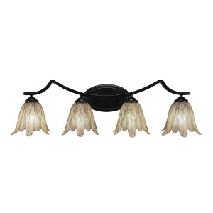 Toltec Lighting Zilo 4 - Light Vanity in  Matte Black with 7" Vanilla Leaf Shade - 1 of 1