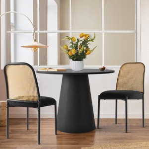 Dwen+Milan 3pcs Round Table Set with 2 Chair, 35" Round Table with 2 Bouclé Fabric Rattan Chair for Living room, Dining Room - Maison Boucle - 1 of 4