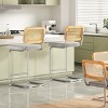 Set of 2 Velvet Counter Height Bar Stools with Rattan Back and Metal Base, Armless Upholstered Chairs for Kitchen Island, or Dining Room-Tanpinhause - 3 of 4