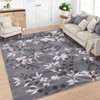 Washable Modern Leaves Print Rug, Non Slip Stain Resistant Botanical Low Pile Carpet for Living Room Bedroom Dining Home Office - 3 of 4