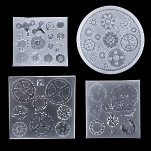 JDICTION 4PCS Steampunk Silicone Molds for Epoxy Resin Casting, Jewelry Pendant Making, Polymer Clay Craft, Chocolate Cake Fondant Decorations - 1 of 4