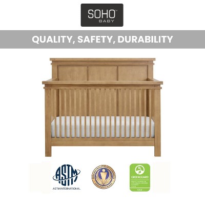 Honey Wood Convertible 4-in-1 Crib with Classic Headboard