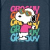 Women's - Peanuts - Groovy Stacked Lightweight French Terry Wide Neck Long Sleeve Shirt - 2 of 4