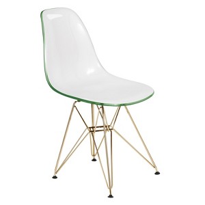 LeisureMod Cresco Modern Acrylic Dining Chair with Eiffel Gold Chrome Base, Stylish Accent Chair for Contemporary Dining Room, Kitchen, or Office - 1 of 4
