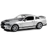 2011 Shelby GT500 Ingot Silver Metallic with Black Stripes 1/18 Diecast Model Car by Greenlight - 2 of 3