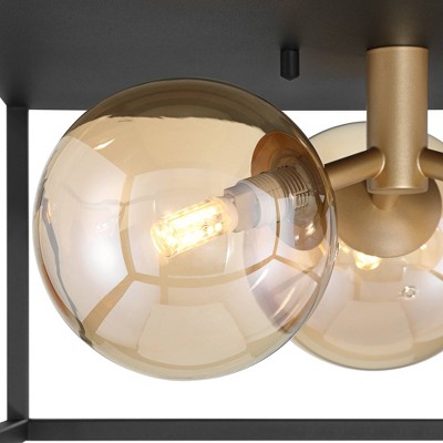 Modern Black Metal and Glass LED Ceiling Light Fixture