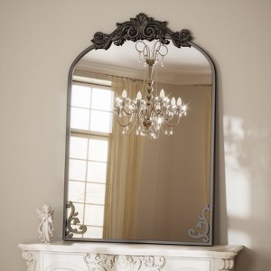 BEAUTYPEAK Vanity Wall Mirror Decorative Vintage Arch Bathroom Mirror with Designed Bottom - 1 of 4