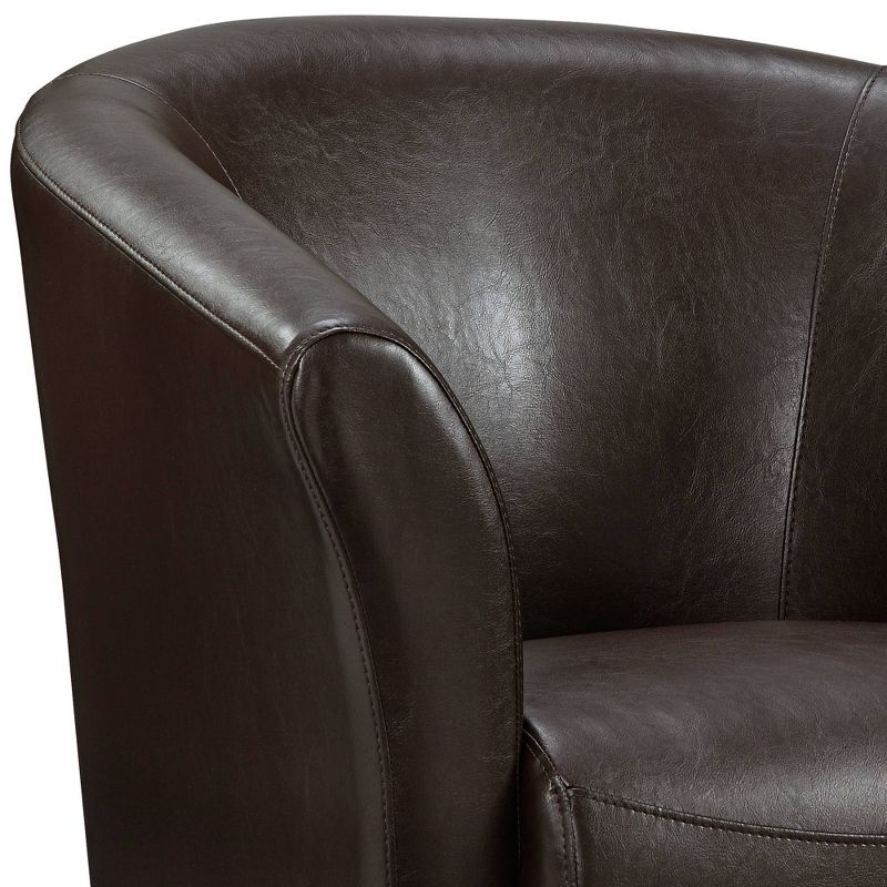 Studio 55D Rocket Rivera Brown Faux Leather Swivel Accent Club Chair, 3 of 10