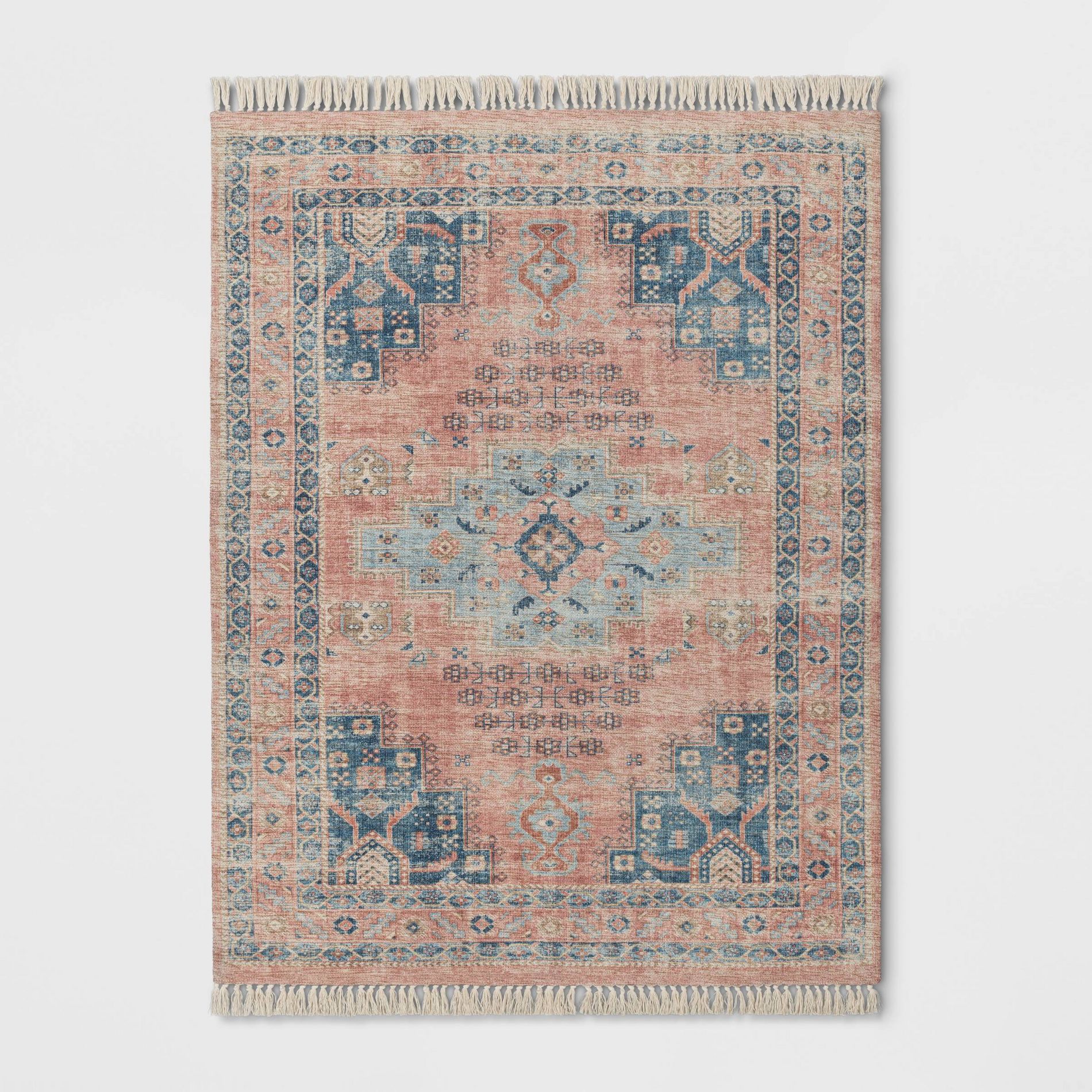 5'x7' Washable Fringed Medallion Area Rug Rust - Threshold™