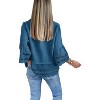 Imily Bela Womens 3/4 Bell Sleeve Eyelet Button Down Shirt Casual Ruffle Hem Blouse - 4 of 4