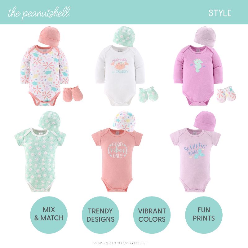 The Peanutshell Ocean Flower 23-Piece Baby Layette Girl Clothing Gift Set, 0-3 Months, 4 of 7