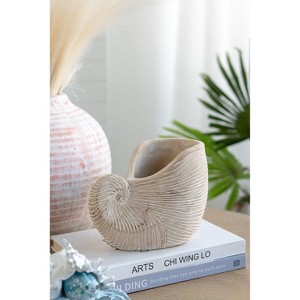 Okak Sand and Cement Conch Shell Planter with Textured, Flower Pots for Indoor Outdoor Decorative Plants - 1 of 4