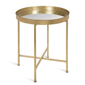 Kate and Laurel Celia Round Metal Side Table, 18.25x18.25x22, Gold and Mirror - 1 of 4