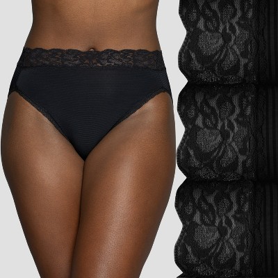 Vanity Fair Womens Flattering Lace Bikini, 3 Pack 18383 - Black