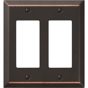 Amerelle 2-Gang Stamped Steel Rocker Decorator Wall Plate, Aged Bronze - 1 of 1