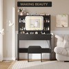 Vanity Sliding Desk and Stool with Mirror and Lights，Makeup Vanity with Charging Station - 4 of 4