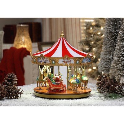 Mr. Christmas 12" Multicolor and Gold Animated Carousel