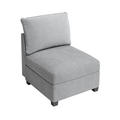 WhizMax  Modular Sectional Sleeper Sofa Couch with Storage Seat, Reversible Modular Sofa Couch with Storage Ottoman, Linen Fabric (Light Grey)