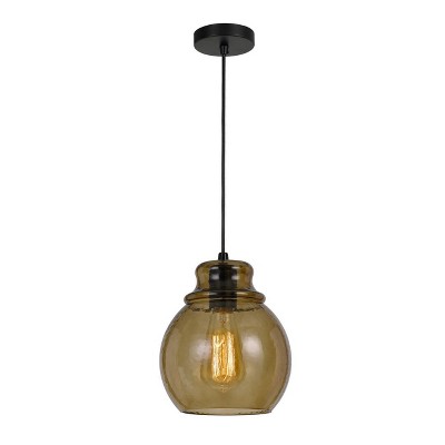 7" x 7" Rovigo Rippled Glass Pendant Amber - Cal Lighting