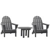 Outsunny 3 Piece Adirondack Chair Set of 2, HDPE Folding Fire Pit Chairs and Patio Table, Outdoor Furniture with Slatted Seat, Dark Gray - 4 of 4