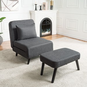 CAVINAS 3-in-1 Foldable Accent Chair Chaise Lounge with Ottoman&Adjustable Back,Convertible Chair Bed,Leisure Chair for Living Room - 1 of 4
