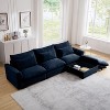 Corduroy Sectional Sofa, L Shaped Couch with Storage Footstool and 3 Pillow, Sectional Couch for Living Room Apartment - 3 of 4
