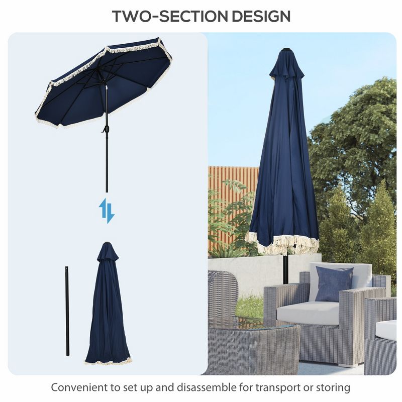 Outsunny 9' Patio Umbrella with Push Button Tilt and Crank Outdoor Double Top Market Umbrella, 5 of 7