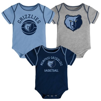 NBA Memphis Grizzlies Baby Boys' Rookie Bodysuit Set 3pk - 18M