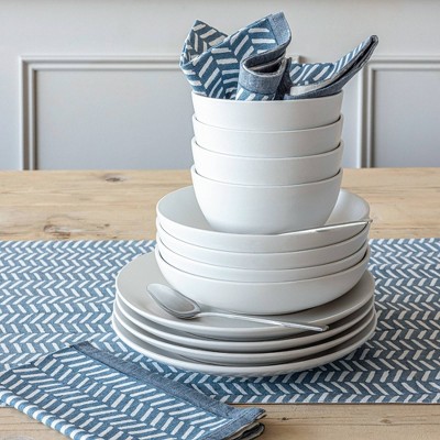 White Semi-Matte Stoneware 12-Piece Dinnerware Set