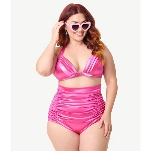 Unique Vintage Women's Plus Monroe Halter Swim Top - 1 of 3