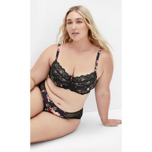 Women's Plus Size Arcadia Uplift Print Bra - black | CITY CHIC - 1 of 4