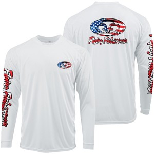 Flying Fisherman Stars & Stripes Performance Long Sleeve T-Shirt - White - 1 of 2