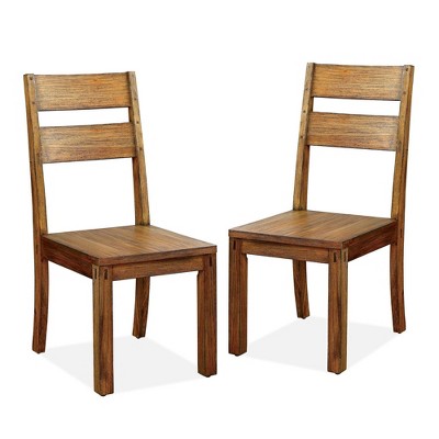 HOMES: Inside + Out Flintwood Panel Back Side Chair Dark Oak: Ladder-Back, Wood Frame, Set of 2