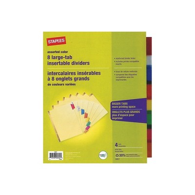 Staples Big Tab Blank Paper Dividers 8-Tab Multicolor 4/Pack (13517/14483)