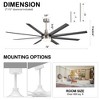 Airsurfer 72" Black Windmill Ceiling Fan with Color-Changing LED Light & Remote, 8 ABS Blades for Large Rooms, DC Motor, 7''&12'' Downdods - 4 of 4